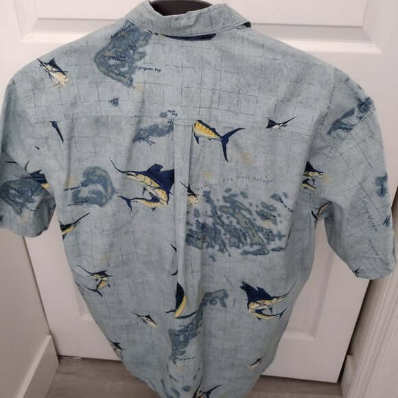 Columbia River Lodge Blue Marlin & Heron Fishing Shirt – Men’s Button-Up – NWOT - Picture 10 of 16